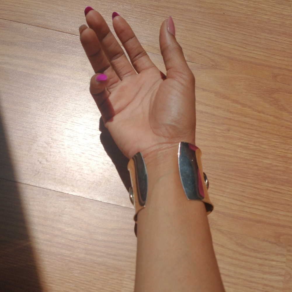 Silver And Black Adjustable Cuff Bracelet - image 2